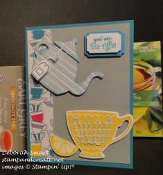 A Nice Cuppa stamp set, Have a Cuppa DSP and Cups & Kettle Framelits card StampAndCreate.net
